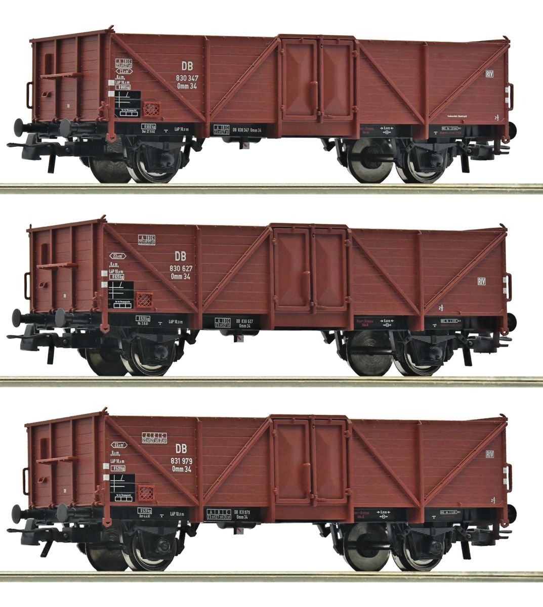 Roco 6600075 3er Set offene Güterwagen Omm 34 DB Ep III